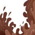 Sweet waves of chocolate on white background. Streams and drops of water. Vector choco splash illustration Royalty Free Stock Photo