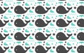 Sweet whales sea, ocean decorative seamless pattern. isolated on white background.