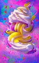 Sweet whipped cream with banana tast. Painted