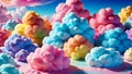 Sweet Whirlwind: Vibrant Colored Clouds of Cotton Candy