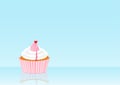 Sweet white cupcake on abstract background