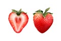 Sweet whole and half strawberry Royalty Free Stock Photo