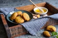 Whole wheat flour cookies with turmeric, sweetened with honey, sprinkled with chia seeds