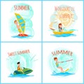 Sweet Wonderful Summer, Color Vector Illustration Royalty Free Stock Photo