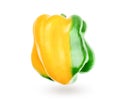 Sweet yellow bell pepper isolated on white background with clipping path. One fresh sweet bellpeppper. Royalty Free Stock Photo