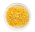 Sweet yellow corn grain on plate isolated on white Royalty Free Stock Photo