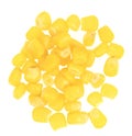 Sweet yellow corn seeds isolated on white background. Raw fresh corn texture close up. macro Royalty Free Stock Photo