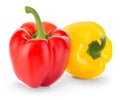 Sweet yellow, red peppers isolated on white Royalty Free Stock Photo