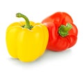 Sweet yellow, red peppers isolated on white Royalty Free Stock Photo