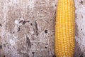 Sweet yellow ripe corn on wooden background close up