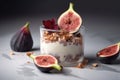 Sweet yogurt dessert with ripe figs