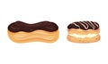 Sweet and Yummy Creamy Eclair Dessert Vector Set