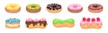 Sweet and Yummy Creamy Eclair and Donut Dessert Vector Set