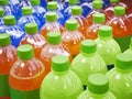 Sweetener Beverage bottles Cold Drinks on supermarket shelf Royalty Free Stock Photo