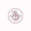 Sweetest Apple Farm Badge or Logo Template. Hand Drawn Apple with Leaf Sketch with Retro Typography and Borders. Vintage