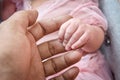 The sweetest movement of babies holding their parents& x27; hands, love flows there Royalty Free Stock Photo