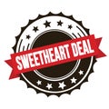 SWEETHEART DEAL text on red brown ribbon stamp