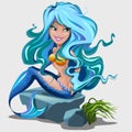 Sweetheart mermaid with blue hair and makeup