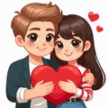 Sweetheart Vector Pair Happy Valentine Cartoon Illustration