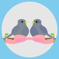Sweethearts on a branch icon illustration Royalty Free Stock Photo