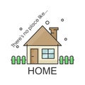 Home flat style illustration with text: There`s no place like HOME. Royalty Free Stock Photo