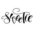 Sweetie black lettering isolated on white background