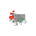 A sweetie security box open cartoon character holding a heart Royalty Free Stock Photo