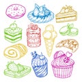 Sweeties sketches, pastry and bakery cake