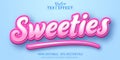 Sweeties text, cartoon style editable text effect Royalty Free Stock Photo