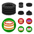Sweetness, dessert, cream, treacle .Cakes country set collection icons in black, flat style vector symbol stock