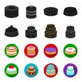 Sweetness, dessert, cream, treacle .Cakes country set collection icons in black,flet style vector symbol stock