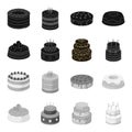 Sweetness, dessert, cream, treacle .Cakes country set collection icons in black,monochrome style vector symbol stock