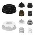 Sweetness, dessert, cream, treacle .Cakes country set collection icons in black,monochrome style vector symbol stock