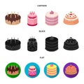 Sweetness, dessert, cream, treacle .Cakes country set collection icons in cartoon,black,flat style vector symbol stock