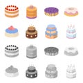 Sweetness, dessert, cream, treacle .Cakes country set collection icons in cartoon,monochrome style vector symbol stock