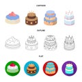 Sweetness, dessert, cream, treacle .Cakes country set collection icons in cartoon,outline,flat style vector symbol stock