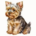 Sweetness Yorkshire Terrier in Watercolor, Isolated on White background - Generative AI