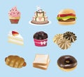 Sweets, Bakery, and Fast Food collection Royalty Free Stock Photo