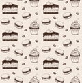 Sweets bakery hand drawn pattern seamless