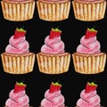 sweets, cake sweet cupcakes, fruit chocolate cherry vanilla strawberry with delicious shortbread crumbly dough, sponge