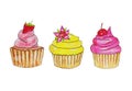 sweets, cake sweet cupcakes, fruit chocolate cherry vanilla strawberry with delicious shortbread crumbly dough, sponge