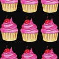 sweets, cake sweet cupcakes, fruit chocolate cherry vanilla strawberry Royalty Free Stock Photo