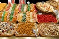 Sweets, candies and dried fruits in La Boqueria