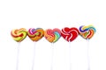 Sweets candies heart shape color full on white background, Set candy of color rainbow lollipops, Gift for Valentine day Love