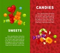 Sweets and candies vertical posters with confectionery products