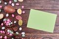 Sweets and card with copyspace. Royalty Free Stock Photo