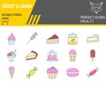 Sweets color line icon set, desserts collection, vector sketches, logo illustrations, confectionery icons, pastry signs