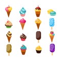 Sweets Cupcakes Icon Set Royalty Free Stock Photo