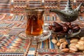 Sweets, dates and tea on a carpet