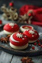 sweets decorated in honor of the National Day of Turkey, colors of the flag of Turkey, homemade macaroons, treats